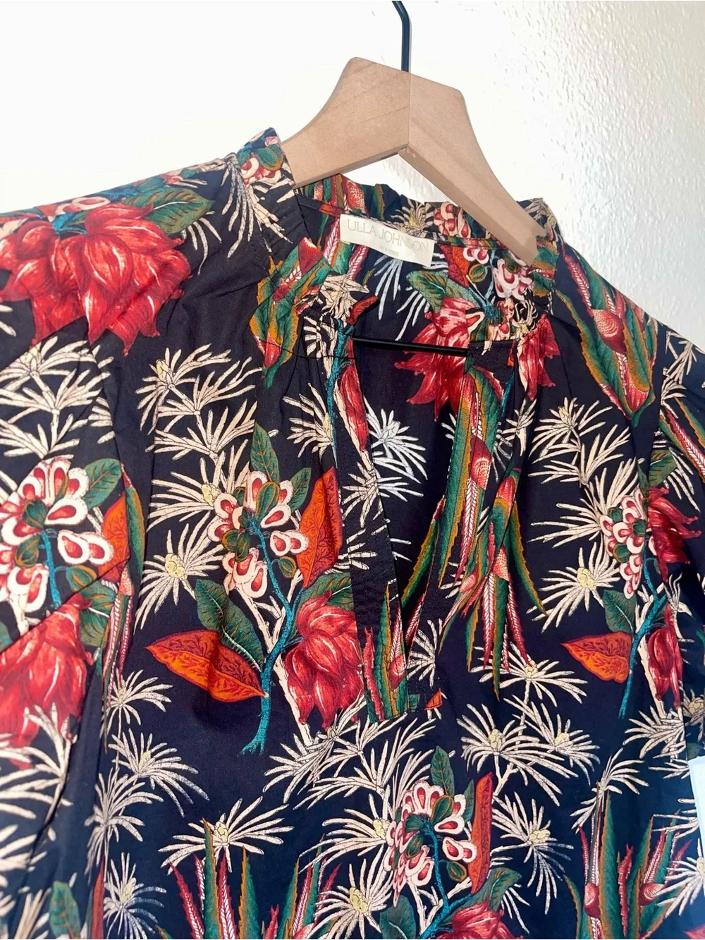 Ulla Johnson Klara Top Anthurium Floral Cotton Poplin Puff Sleeve Blouse Size 4